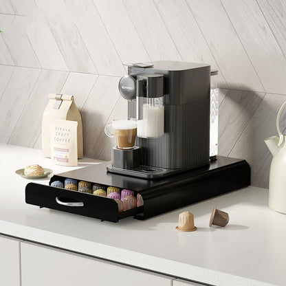 Carbon Steel Coffee Capsule Drawer – Sleek Storage for 60 Pods