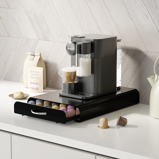 Carbon Steel Coffee Capsule Drawer – Sleek Storage for 60 Pods