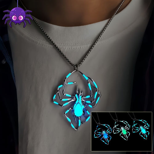 Luminous Gothic Spider Necklace – Glow-in-the-Dark Halloween Jewelry for Men and Women