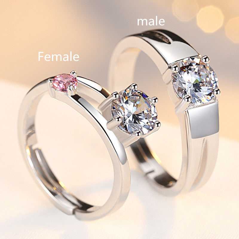 Sterling Silver Adjustable Couple Ring – Heart Shape, 925 Silver, Unisex