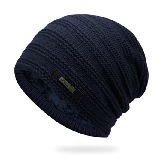 Men's Knitted Adult Wool Plus Velvet Padded Outdoor Warmth Cap