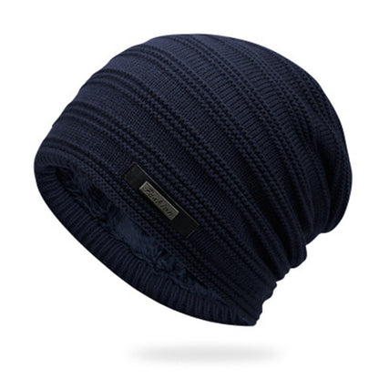 Men's Knitted Adult Wool Plus Velvet Padded Outdoor Warmth Cap