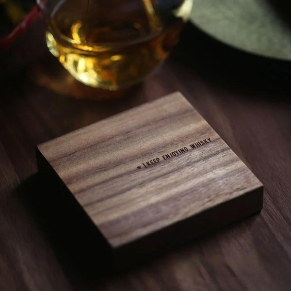 Japanese Style Natural Black Walnut Wood Whisky Glass Coaster