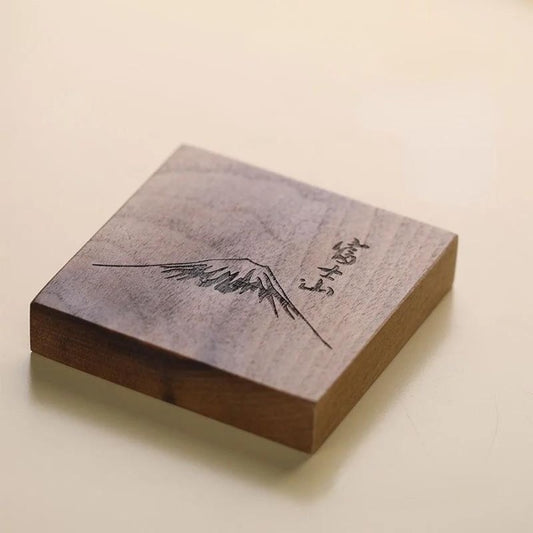 Japanese Style Natural Black Walnut Wood Whisky Glass Coaster