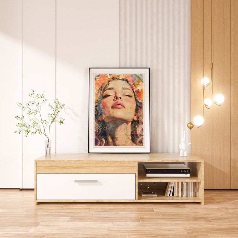 Original Abstract Woman Portrait Canvas Art - Perfect for Living Room and Office Decor