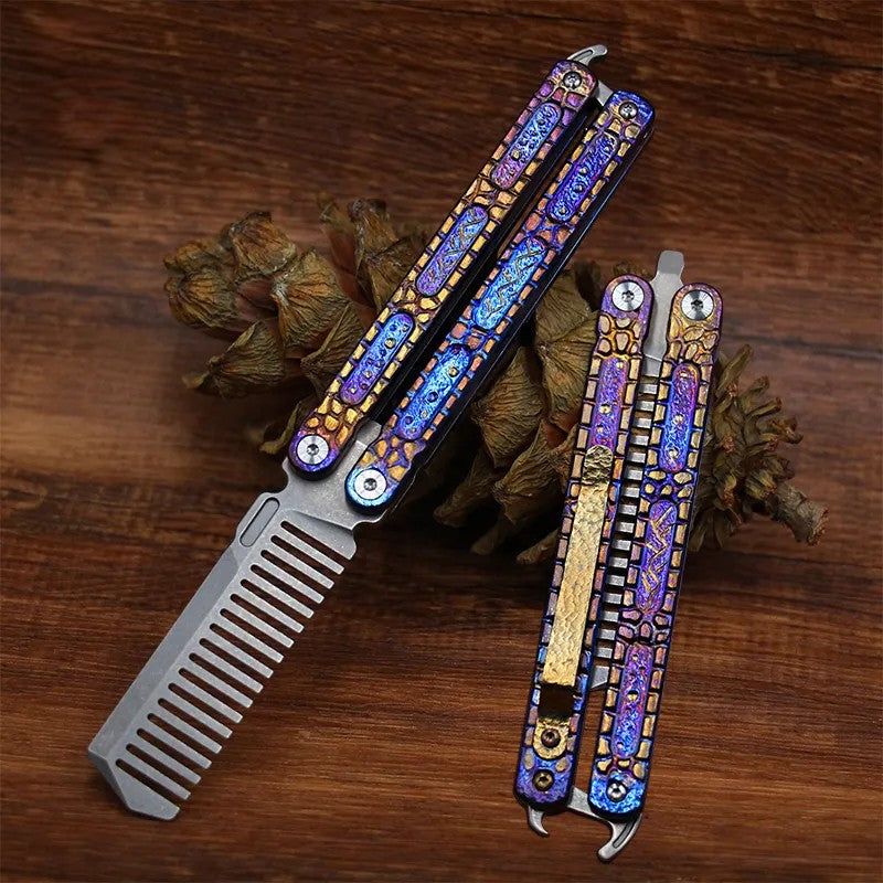 MGS Star Sky Titanium Alloy Butterfly Training EDC Comb - Man Gifts Shop