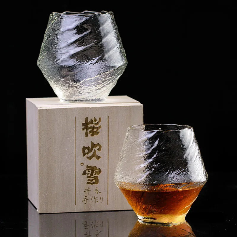 420ml Blowing Snow Japanese Hammer Pattern Whiskey Glass - Man Gifts Shop