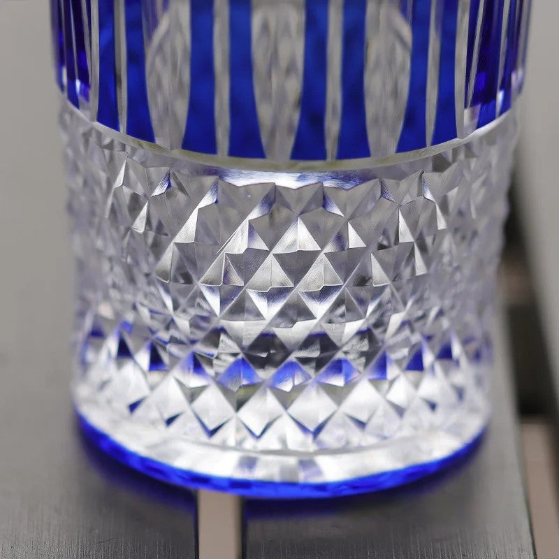 French Luxury Whisky Highball Diamond Cut Blue Crystal Glass - Man Gifts Shop