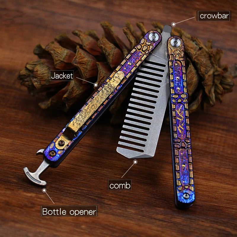 MGS Star Sky Titanium Alloy Butterfly Training EDC Comb - Man Gifts Shop