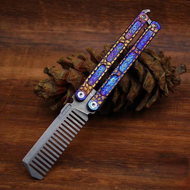 MGS Star Sky Titanium Alloy Butterfly Training EDC Comb - Man Gifts Shop