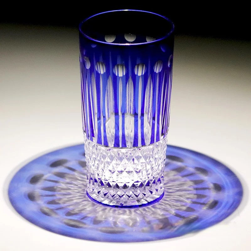 French Luxury Whisky Highball Diamond Cut Blue Crystal Glass - Man Gifts Shop