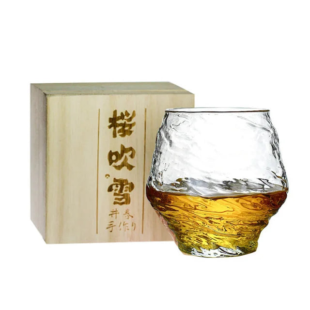 420ml Blowing Snow Japanese Hammer Pattern Whiskey Glass - Man Gifts Shop