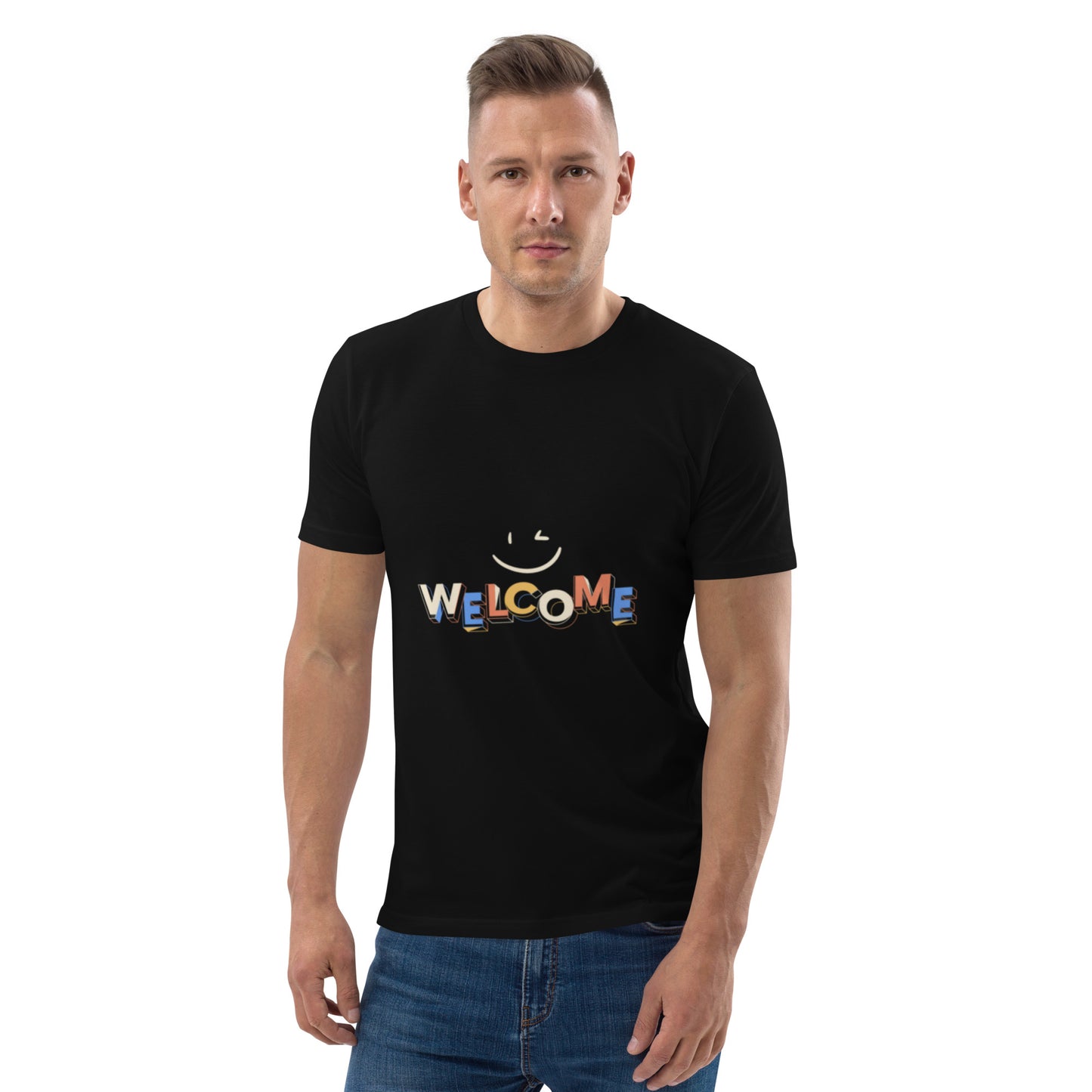 Man Organic Cotton T-Shirt "Welcome" - Man Gifts Shop