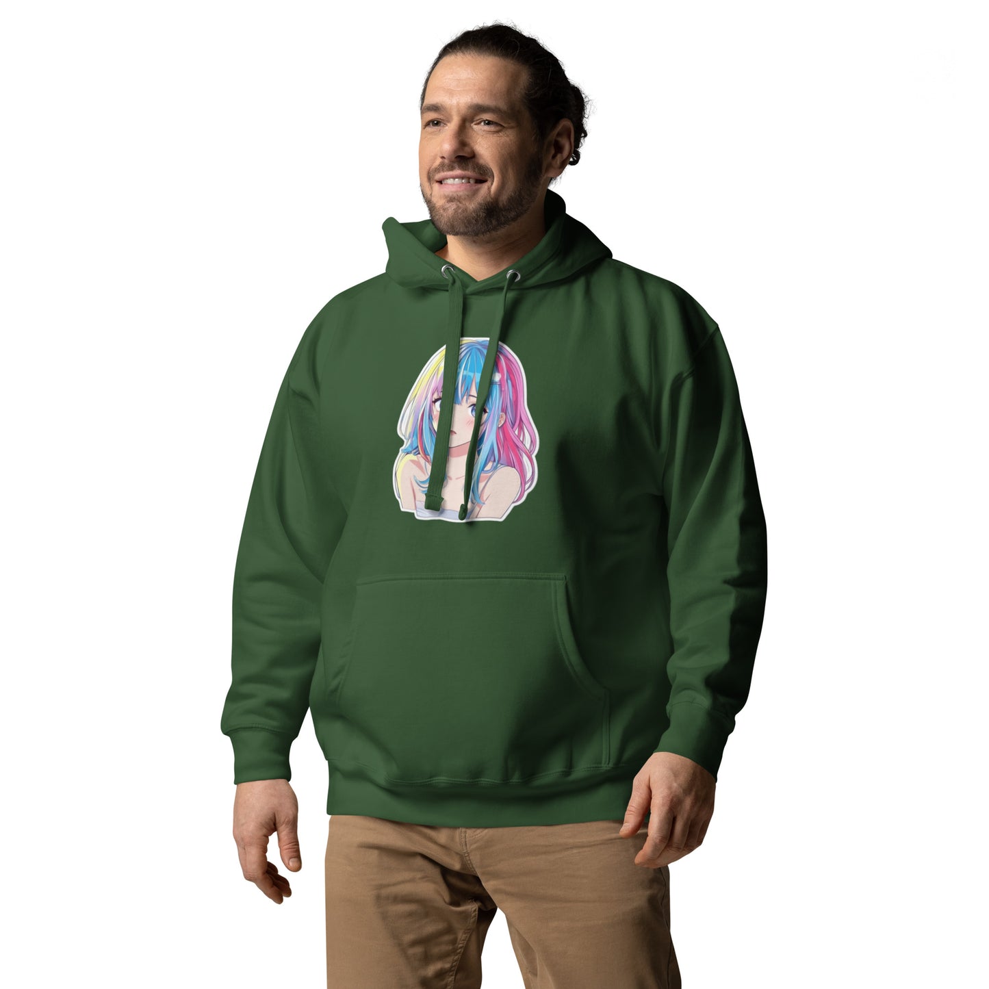 HoloWear Men's Hoodie – 100% Cotton Face with Anime Figure Design