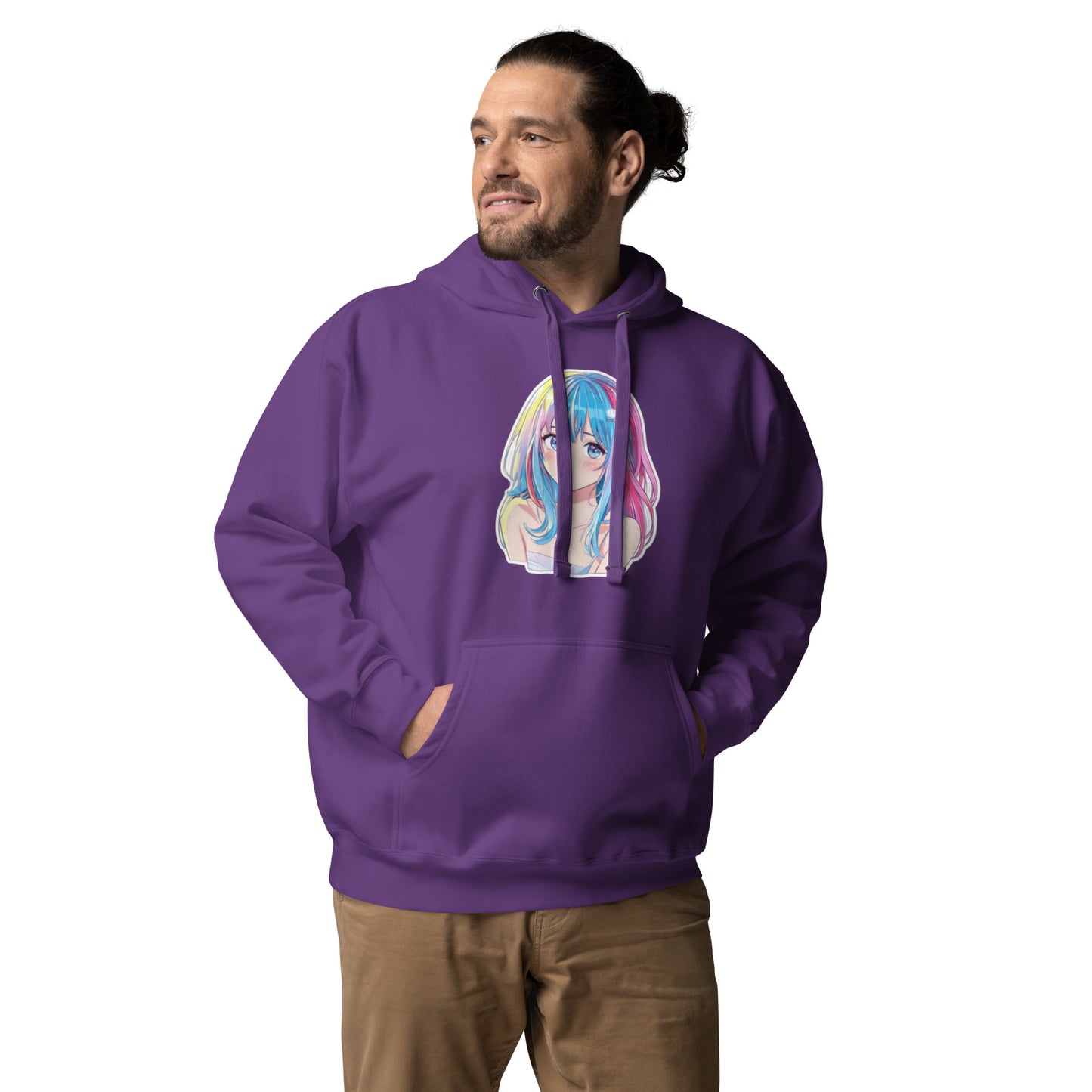 HoloWear Men's Hoodie – 100% Cotton Face with Anime Figure Design