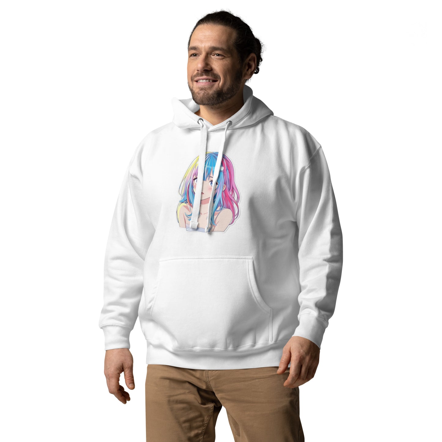 HoloWear Men's Hoodie – 100% Cotton Face with Anime Figure Design